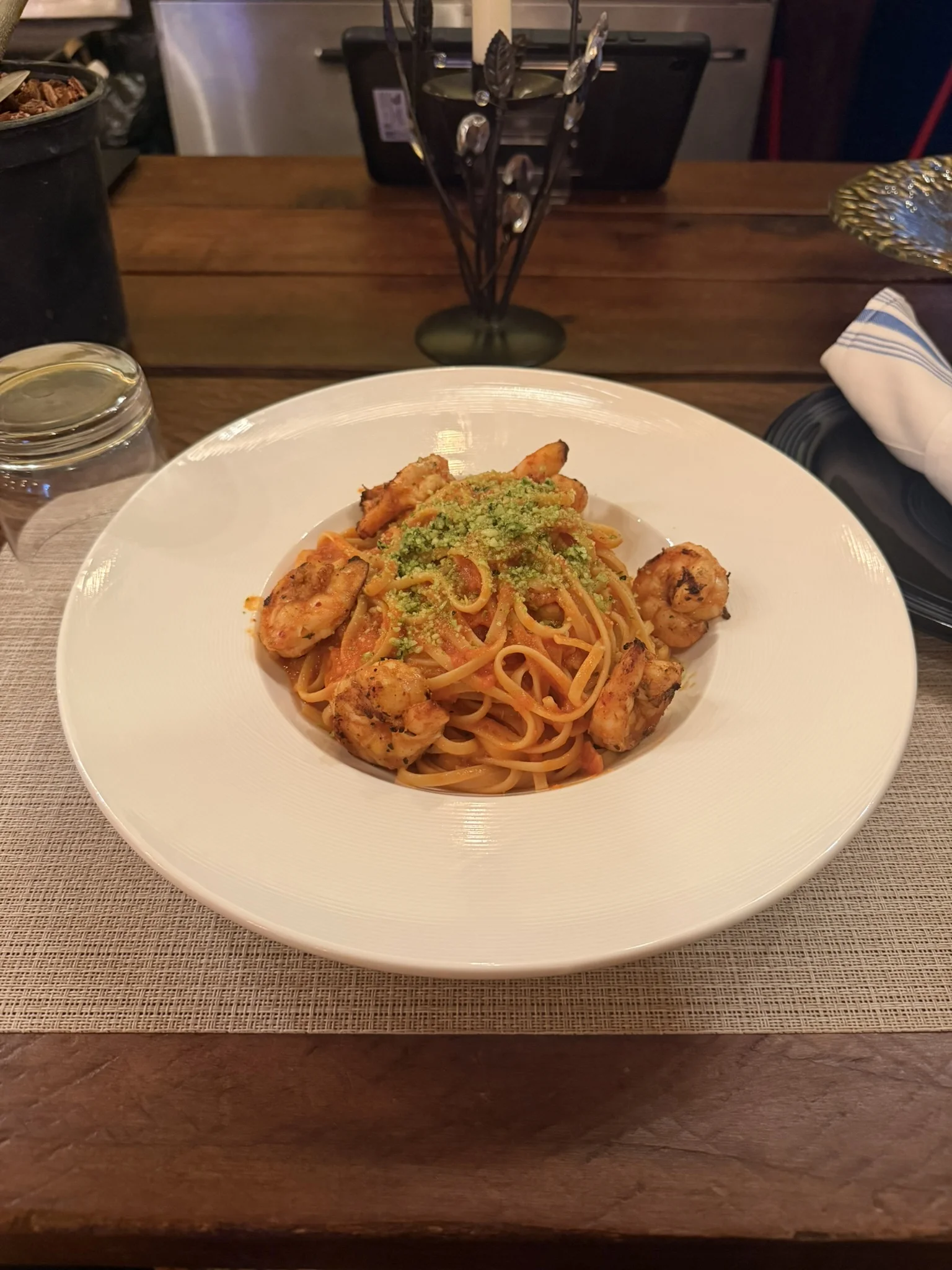 Shrimp Alla Vodka - Linguine, basil, parmesan — rich and warm